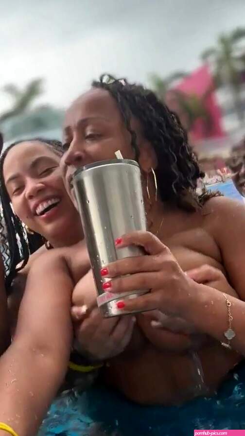 Topless pool party