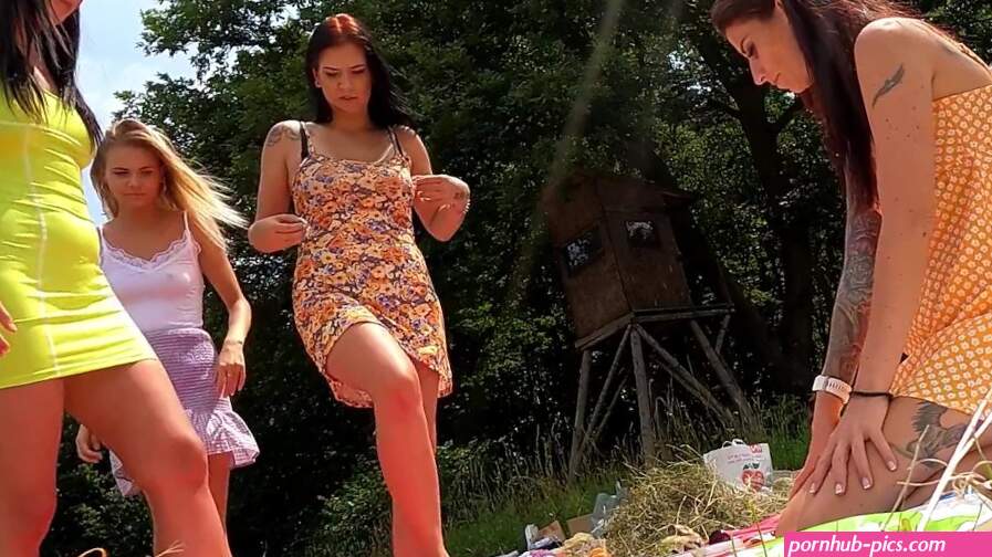 Sexy Shaved Pussy Hot Party Girls having fun Outdoor in Miniskirt Short Sun Dress and Flirty Short Shorts to Tease and Seduce
