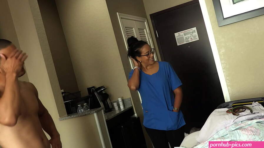 ROOM SERVICE! Slutty Latina maid Jolla fucks hotel guest and makes a mess in the room.