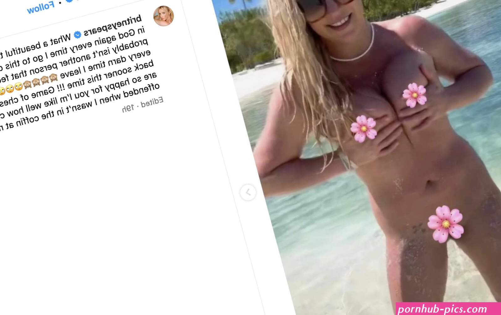 Britney Spears Shows Off Big Tits And Shaved Pussy While Vacationing Nude On Exotic Beach: What A Beautiful Treat To Myself!