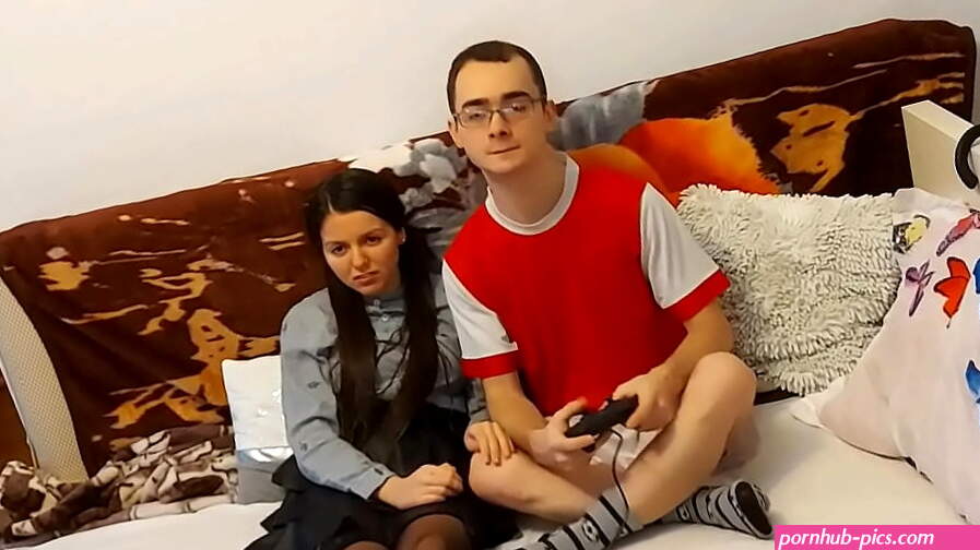 Horny college girl ALONE AT HOME WITH MY STEPBROTHER I interrupt his video game and give him a HARD FUCK
