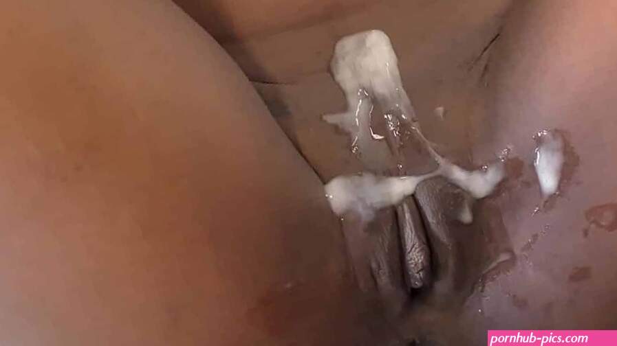 Ebony teen fills her black pussy with cum