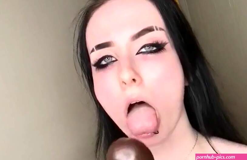 Goth Babe sucking BBC dildo