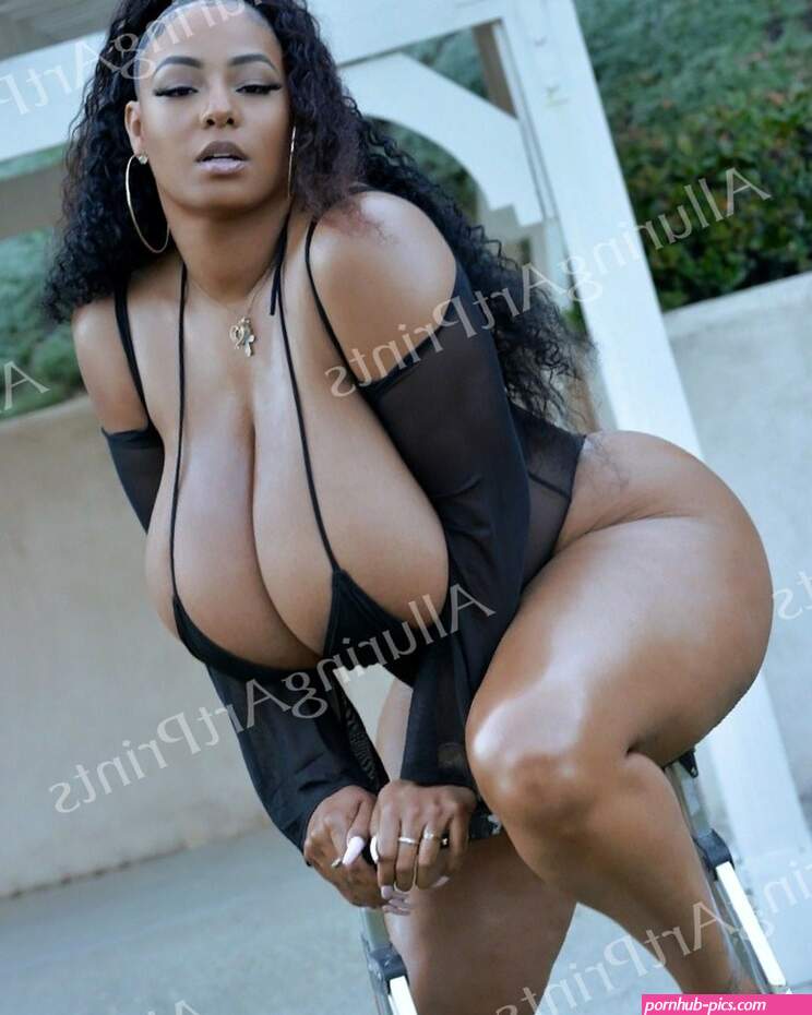 Black Ebony Model Photo Print Pretty Woman Huge Boobs Butt Long Legs -A420
