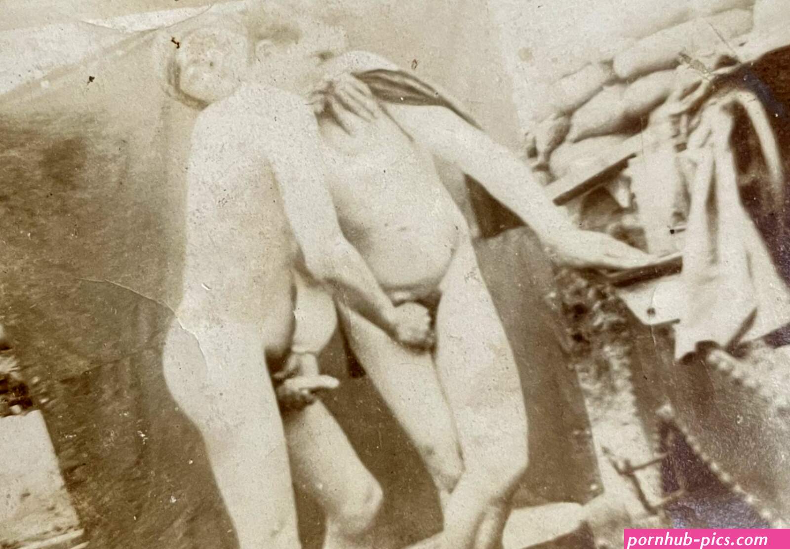 Photos of naked soldiers in the World War I. 9 x 5 cm each