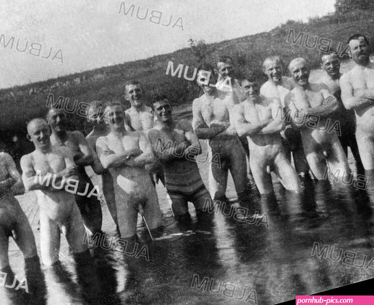 WWI Eastern Front A group of soldiers bathing nude