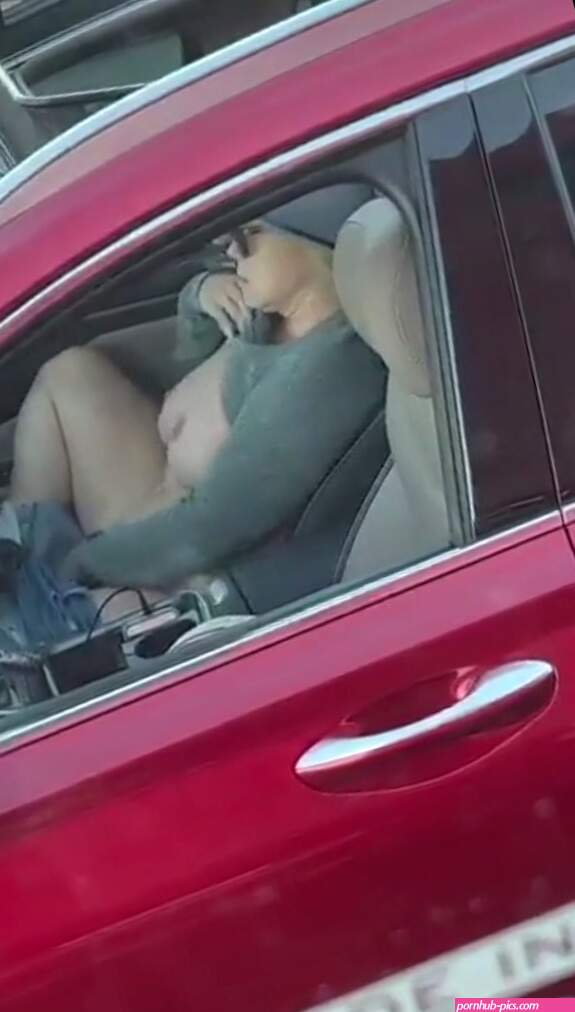 Slut caught masturbating while driving by trucker