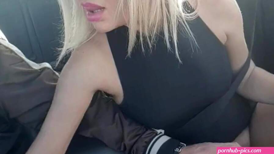 Fucking myself in the car while my stepson drive- Public masturbation