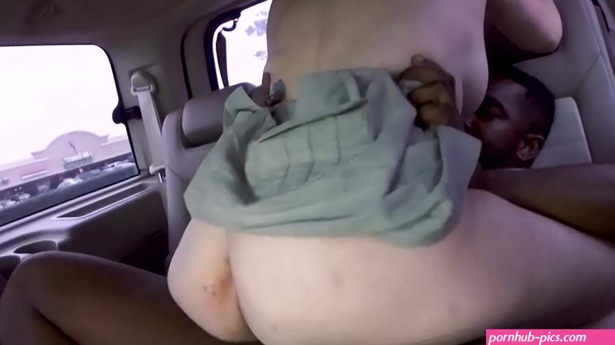 Pretty blonde girlfriend has sex with a BBC while driving around
