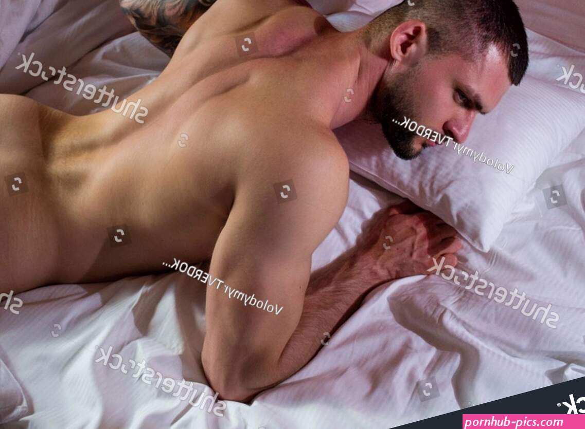 Handsome Nude Man Lying Bed Top Stock Photo 2324655911