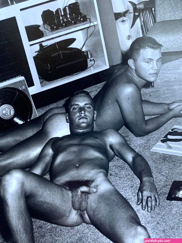 Vintage 1950s Male Original Nude Photo of Brothers Playing Records at 1stDibs