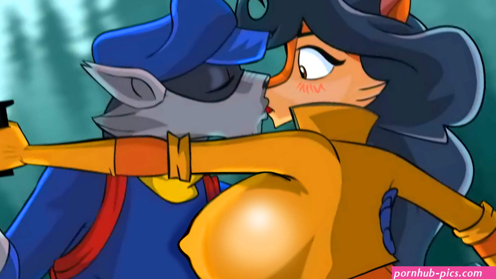 Sly Cooper X Carmelita Fox Kiss Kissing Poster by DSNGart on Newgrounds