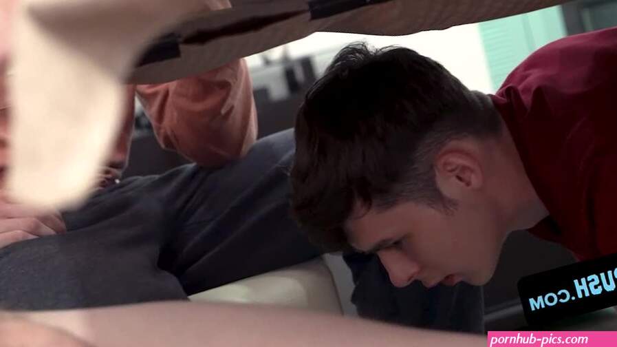 Innocent Twink Gives His Big Step Brothers A Blowjob Under The Table And The Bangs Them From
