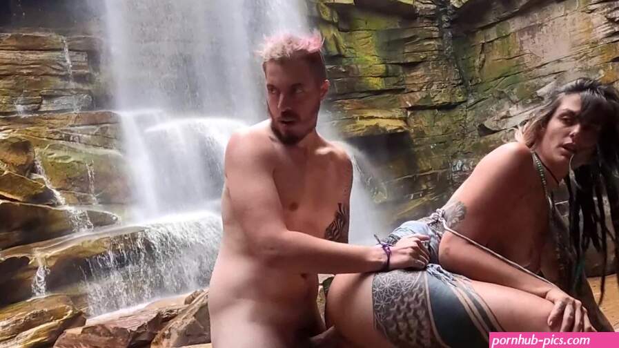 We got caught! Public sex at the waterfall
