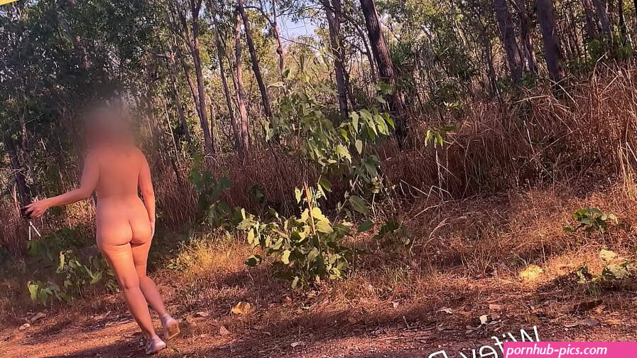 Wife walks nude filming herself outdoors