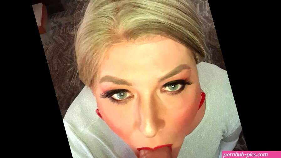 Blonde trans girl gives POV BJ to dildo