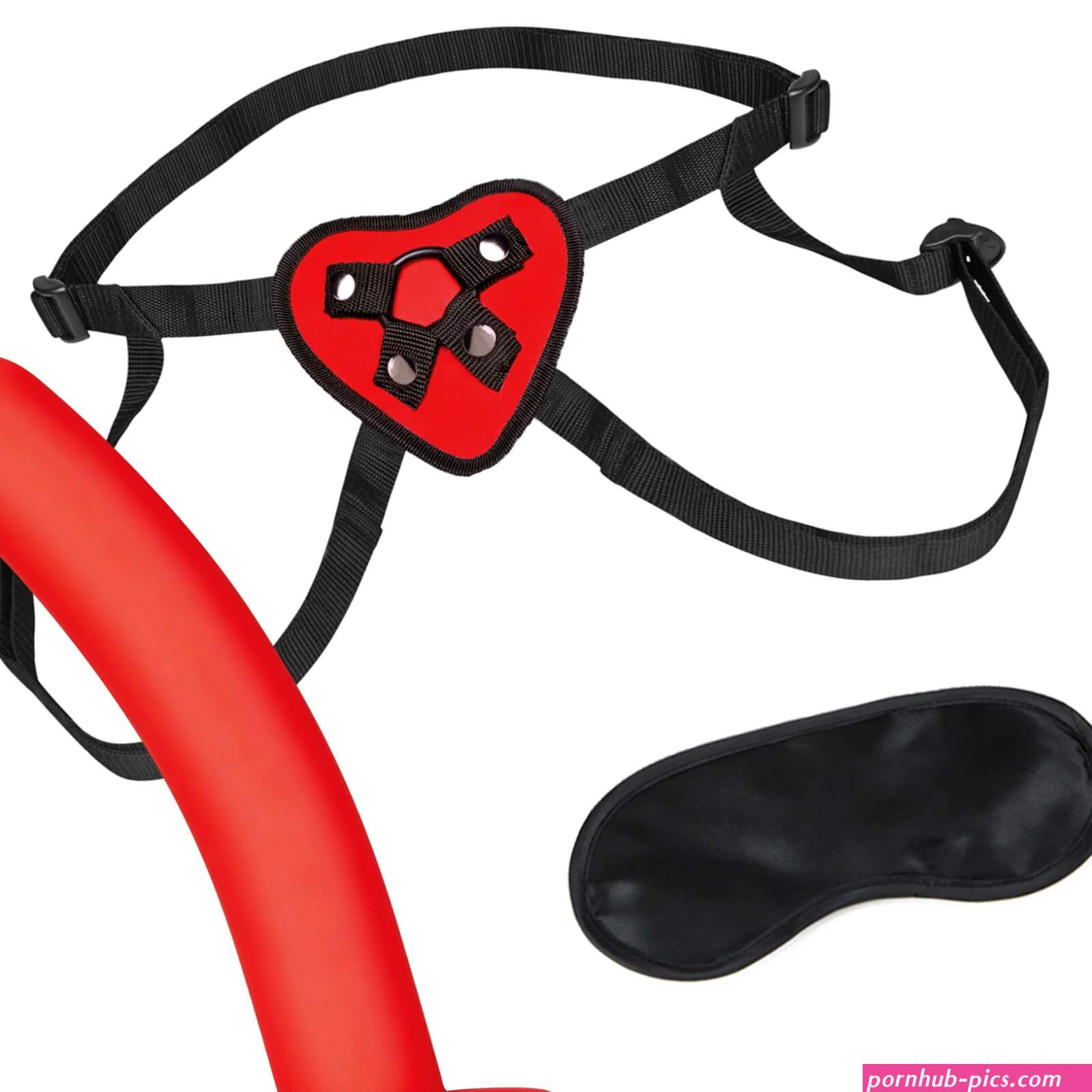 Red Heart Strap On Dildo Set