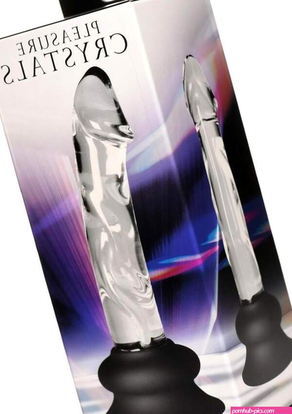 Pleasure Crystals Glass Dildo with Silicone Base 6.5in