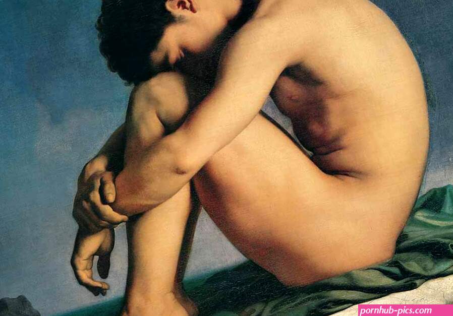 Naked Young Man Sitting By The Sea by Jean-Hippolyte Flandrin 45 x 32