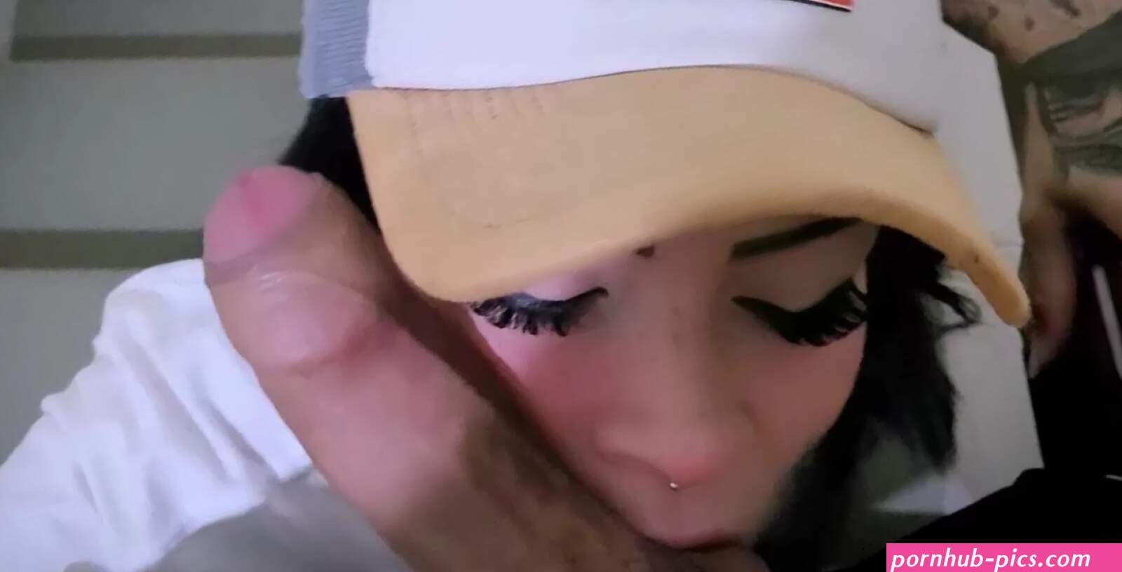 Cumshot on tongue after POV BJ with an E-girl in Baseball Cap
