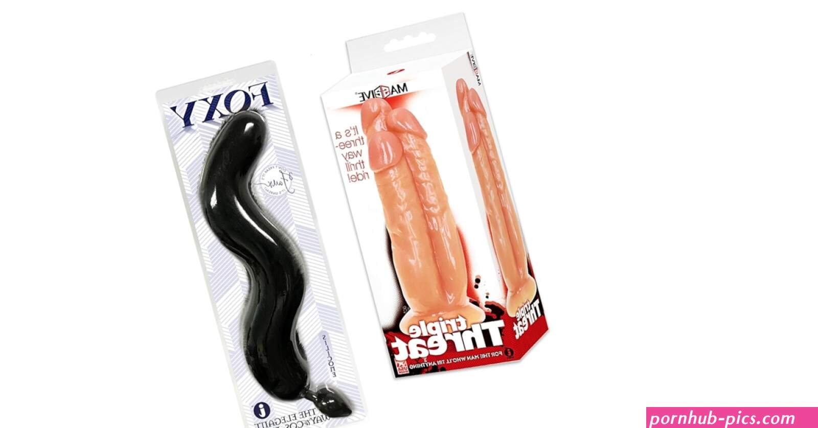 Sex Toy Bundle of Massive Triple Threat 3 Cock Dildo and Icon Brands Soft Fluffy Black Faux Fur Fox Tail with Silicone Butt Plug : Health Household