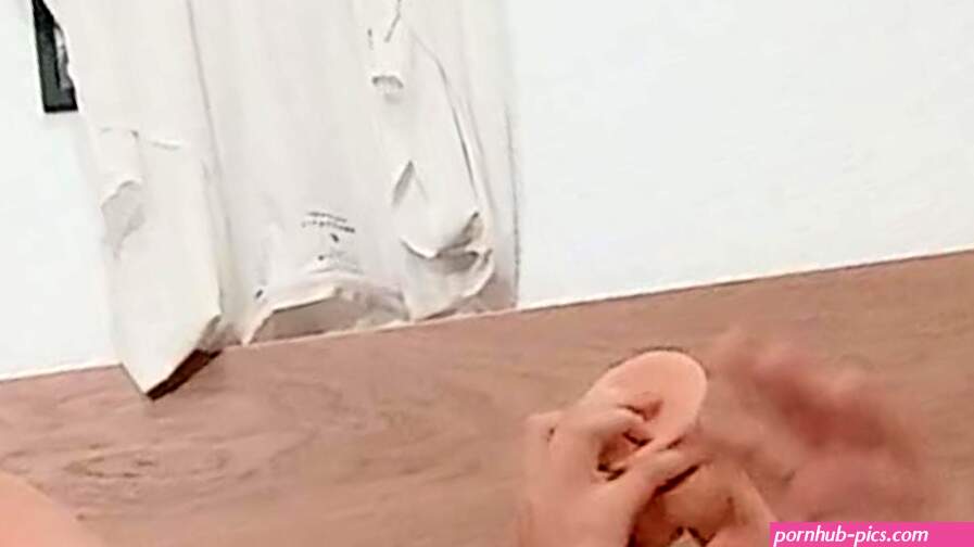 FRESHLY SHAVED PINK PUSSY having fun with her BIG WHITE DILDO