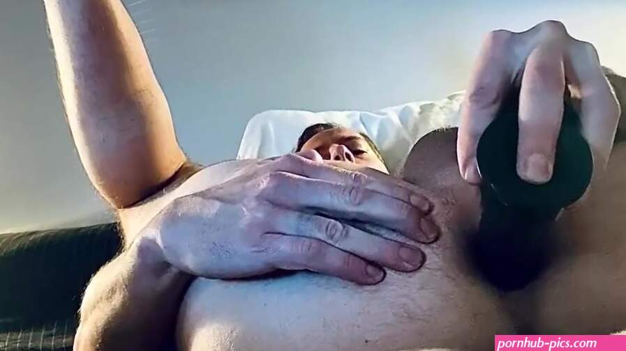 Straight military guy fucks himself with dildo until he cums