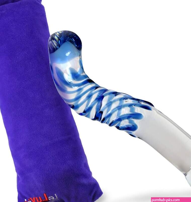 : LeLuv Dildo Small Blue Swirled Glass G-Spot and Prostate Tickler Hook with Premium Padded Pouch : Health Household