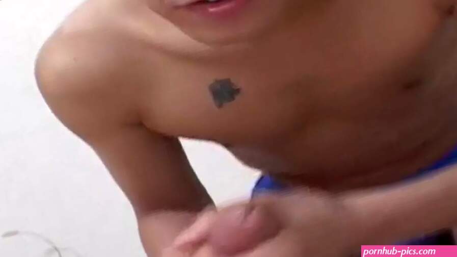 Shy boy gives gigantic blowjob until cumshot