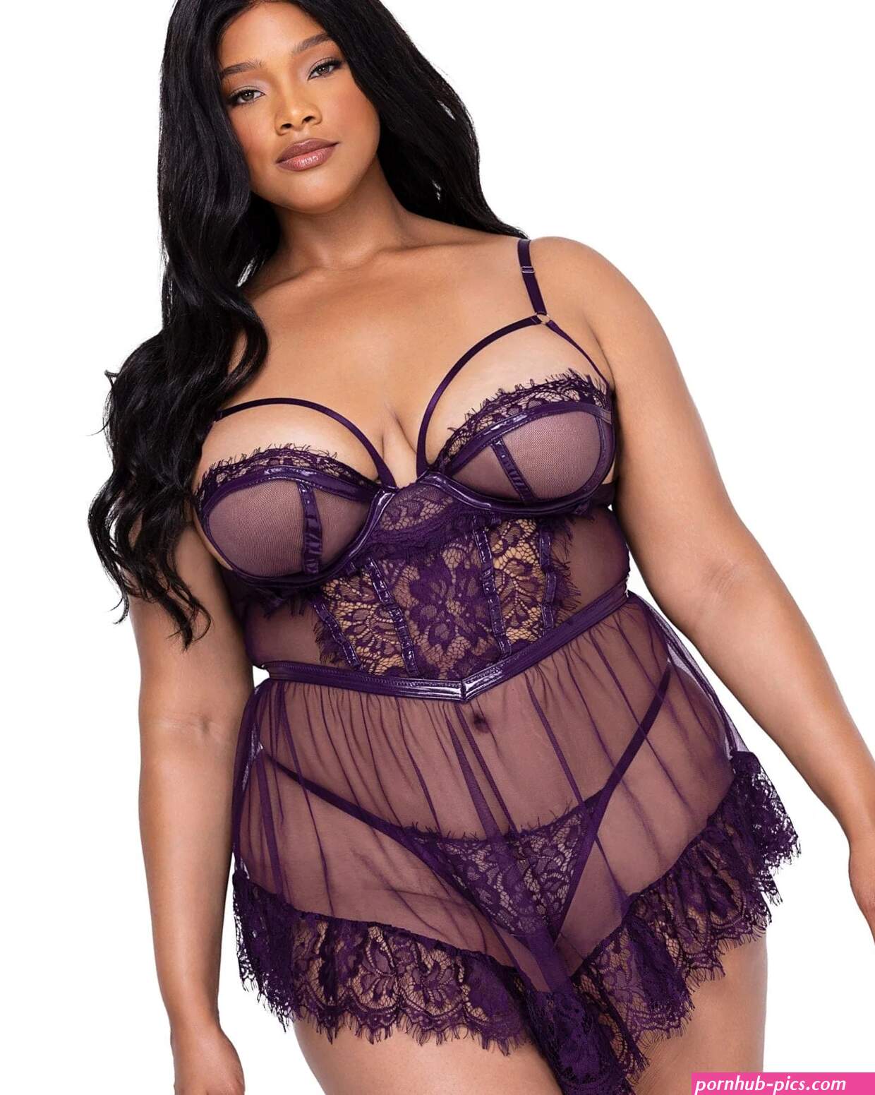 Sexy Plus Size Purple 2 Pc Set Sugar Plum Babydoll Lingerie