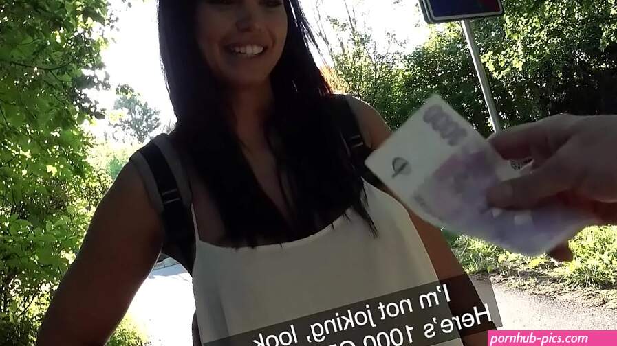 Public Agent Busty brunette suck and then gets cum on her big boobs