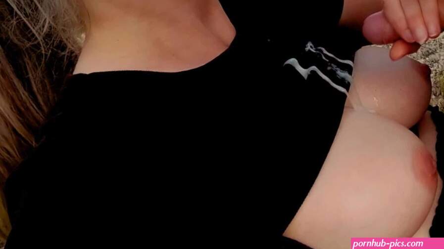 Public Handjob in the Forest Cum on Tits