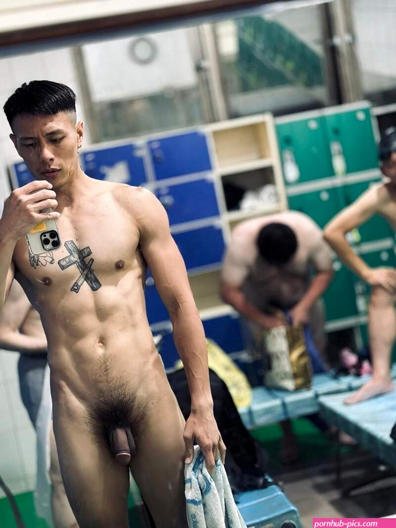Naked male swimmer