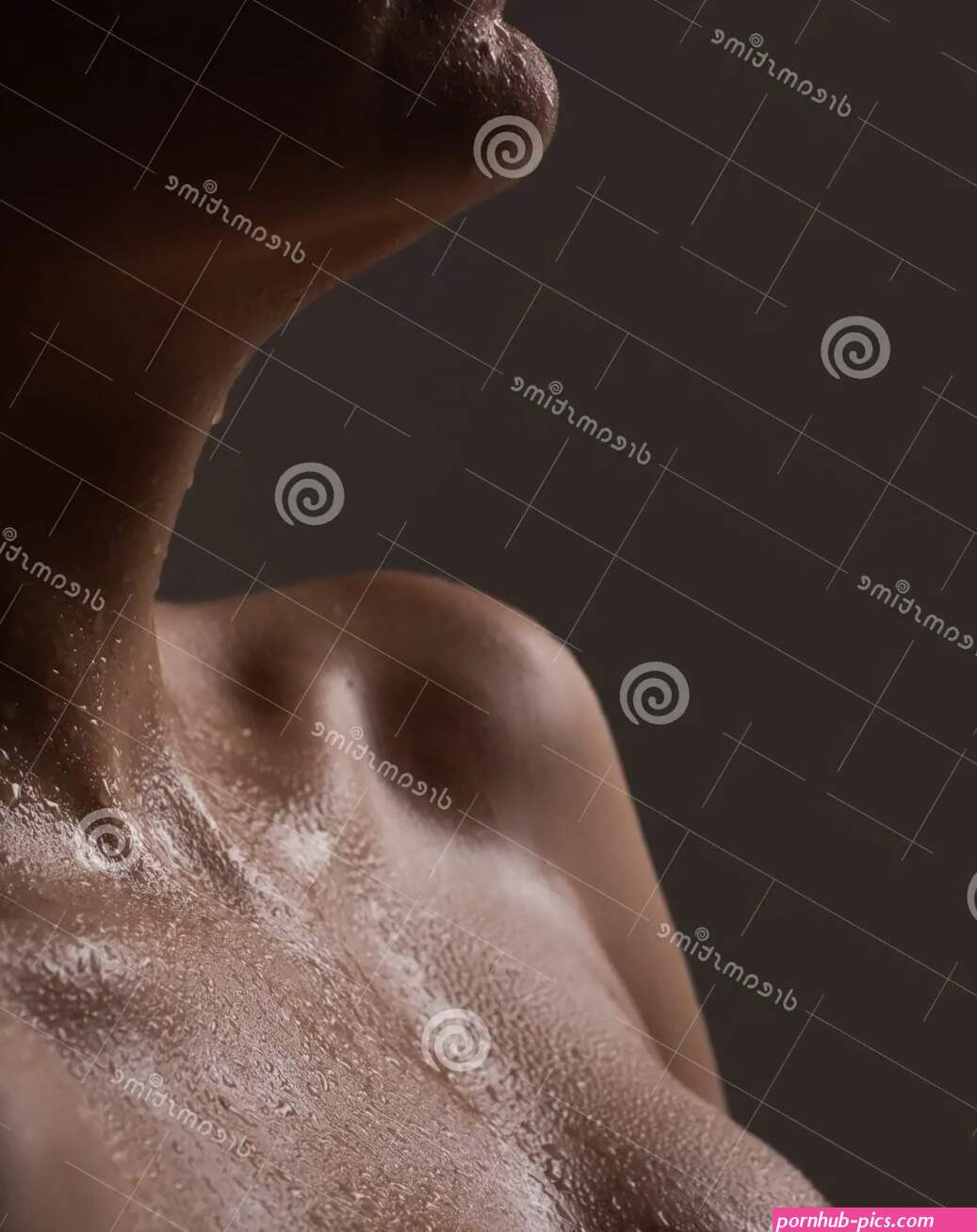 Women with Wet Breasts and Lips. Breas Boobs Sensual Beautiful Slim Female Body. Closeup of Female Boob. Stock Photo