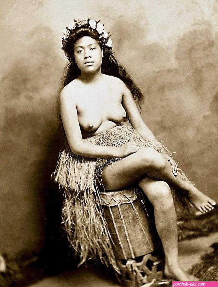 Vintage Nude Hawaiian Woman 8.5x11 Photo Print Naked Female Grass Skirt Pinup