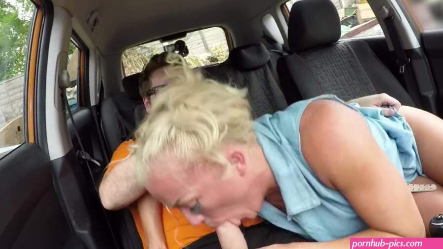 Fake Driving School Sloppy titwank and backseat blowjob with big tits Brit