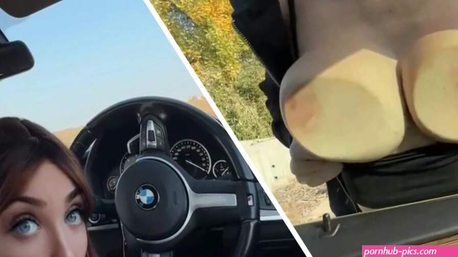 BIG Tits Redhead Give Me a Blowjob while Driving on Highway