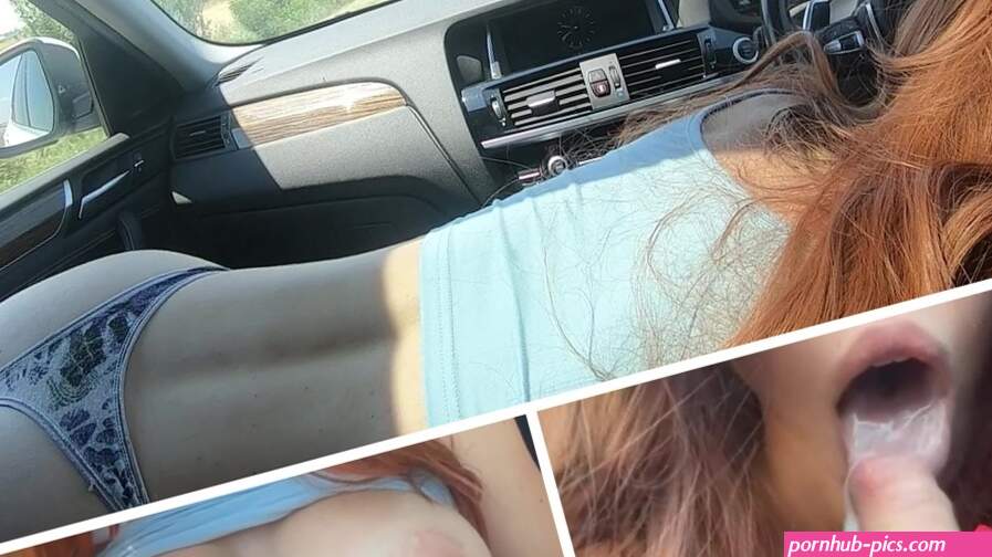 BIG Tits Redhead Give me Blowjob while Driving on HIghway PART 2
