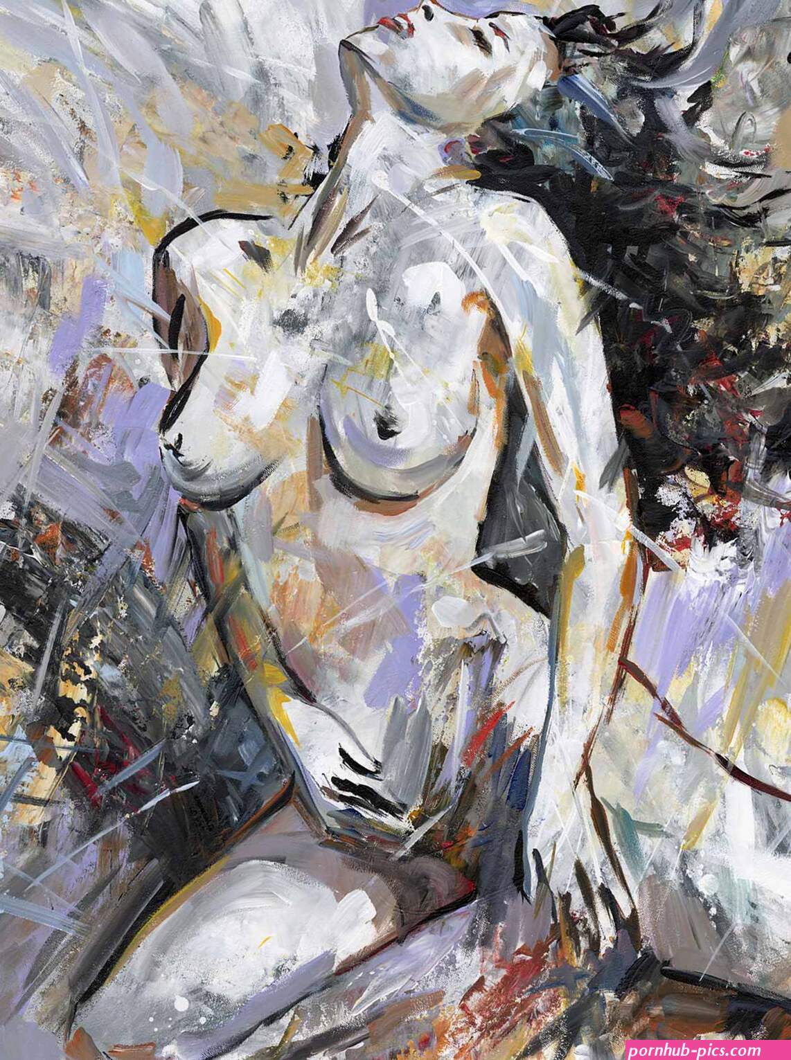 Abstract nude woman painting