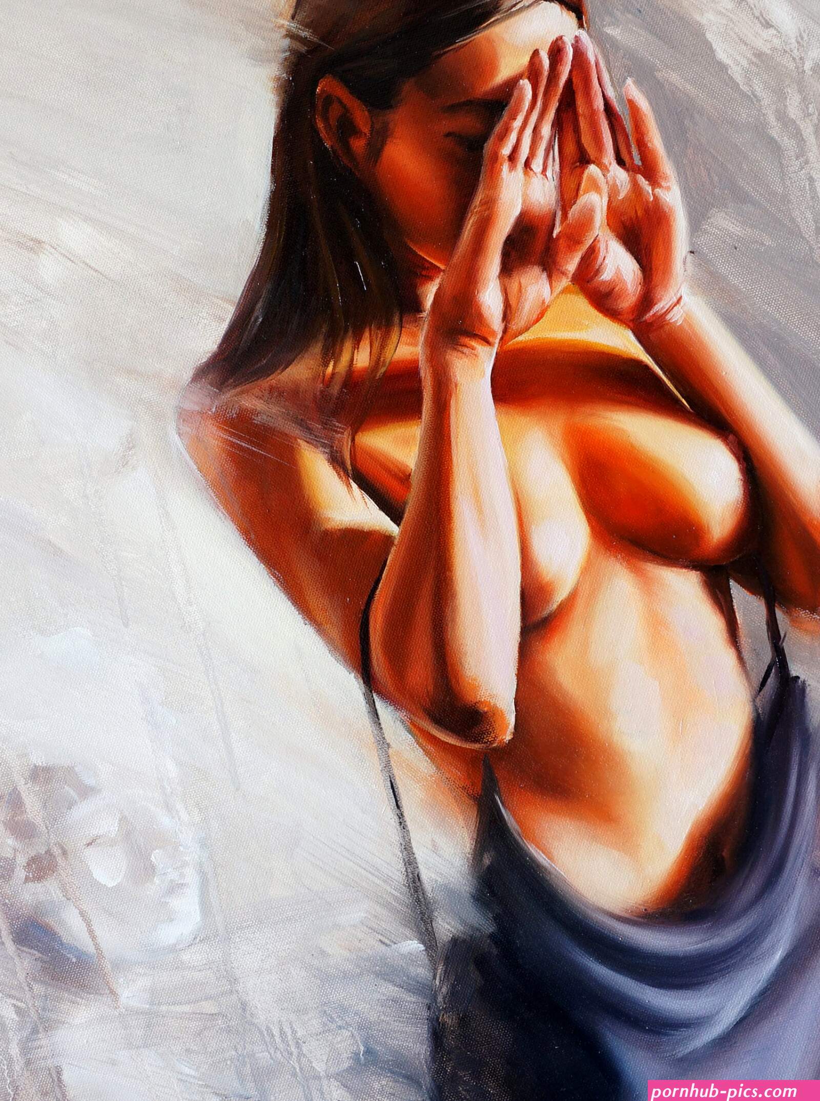 Original Oil Painting of Nude Woman Signed Modern Art Nude Portrait Wall Decor