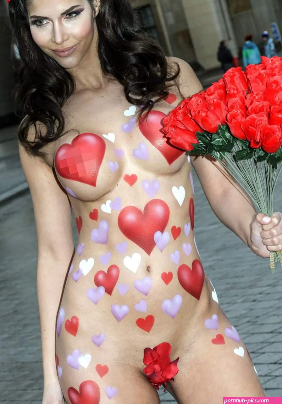 Model Micaela Schfer wears bizarre body paint in the nude for Valentines Day