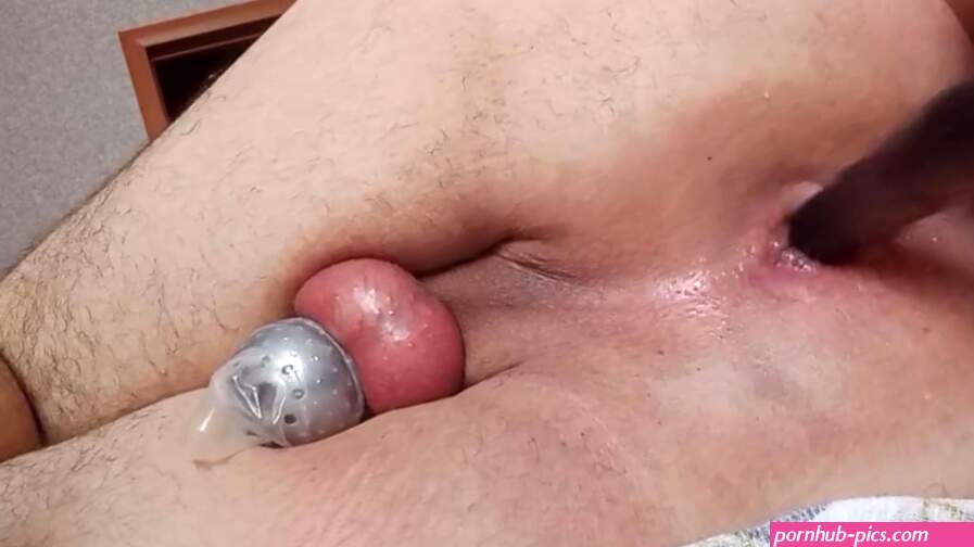 Cumming in Chastity cage from Anal orgasm