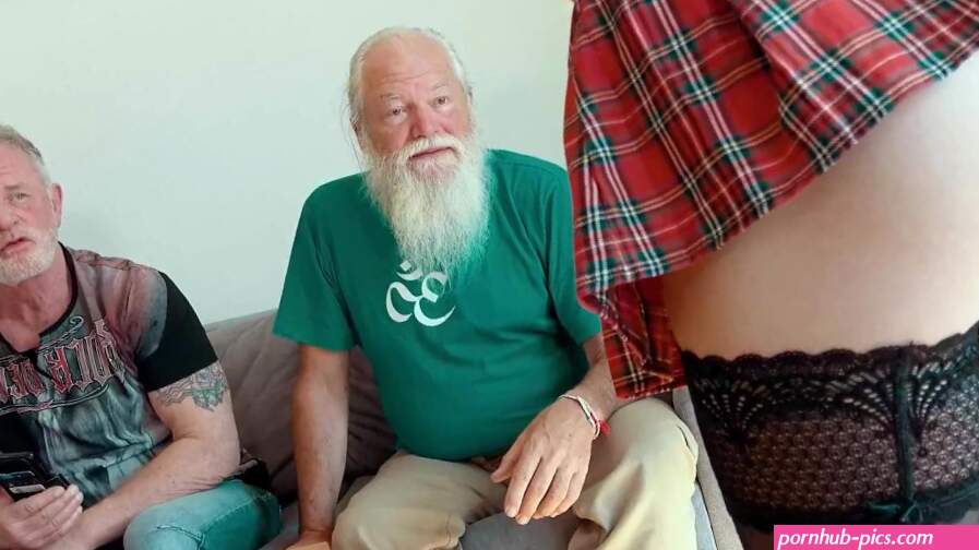 Young Snow DeVille has threesome with old men and she swallows cum