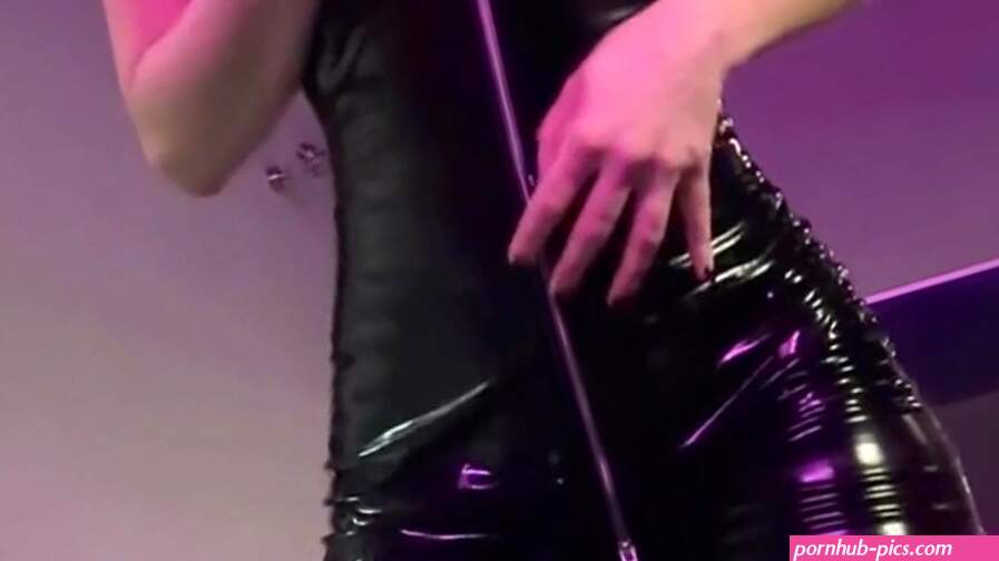 Shiny catsuit tease pvc latex zip Miss Flora