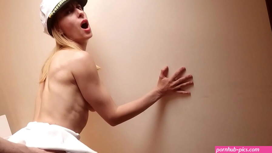 Hard anal sex with liner waitress. Fucked this milf roughly in the ass against the wall