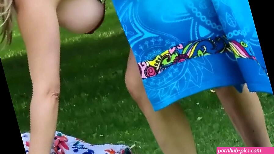Voyeur Cam. Busty Bombshell Flashing Huge Tits in Public Park