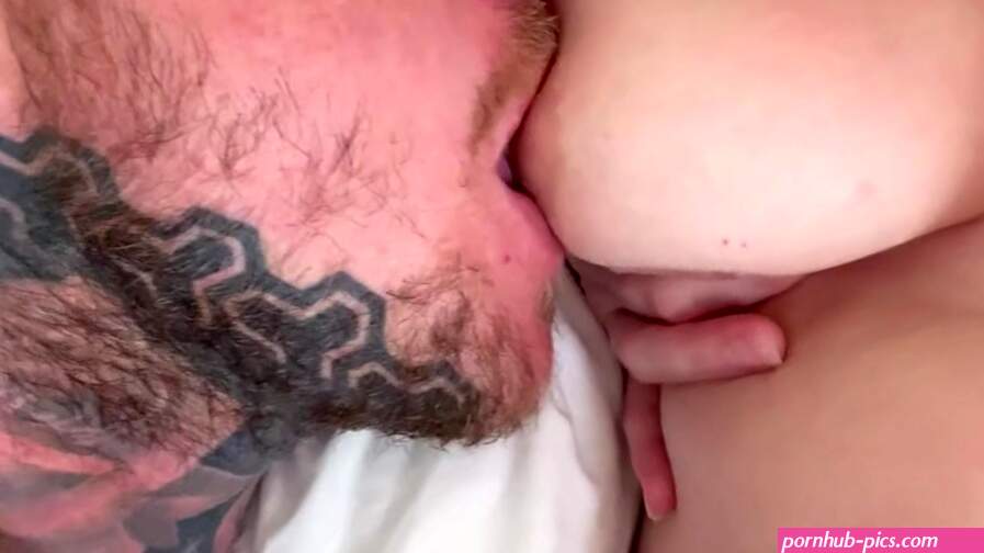 Daddy latched on breastfeeding from his boobs