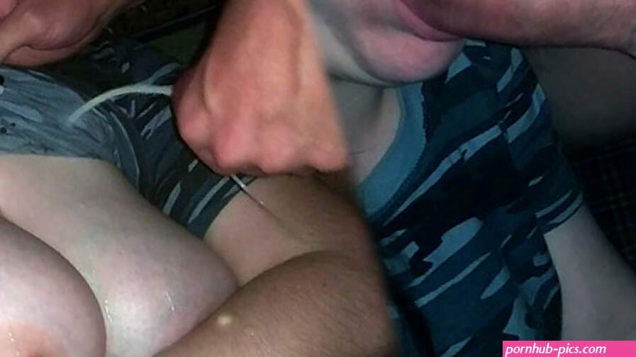 Fucked in deep throat and filled big tits with cum