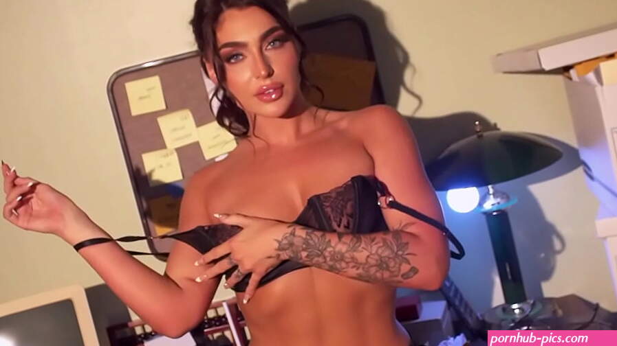 Sensual office striptease with beautiful big ass MILF model Emjay Rinaudo