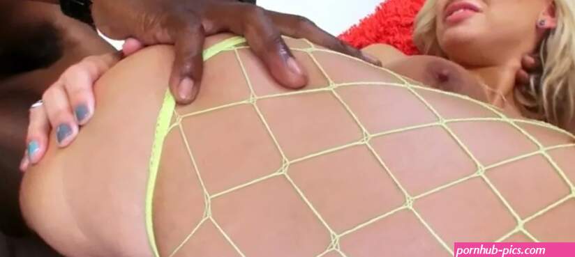 Kinky blonde in fishnet stockings anal rammed by a BBC